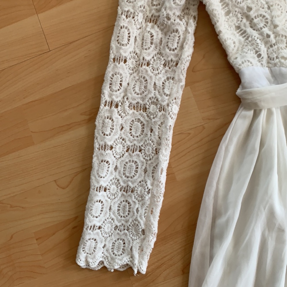 White Lace detailed and Long sleeved dress